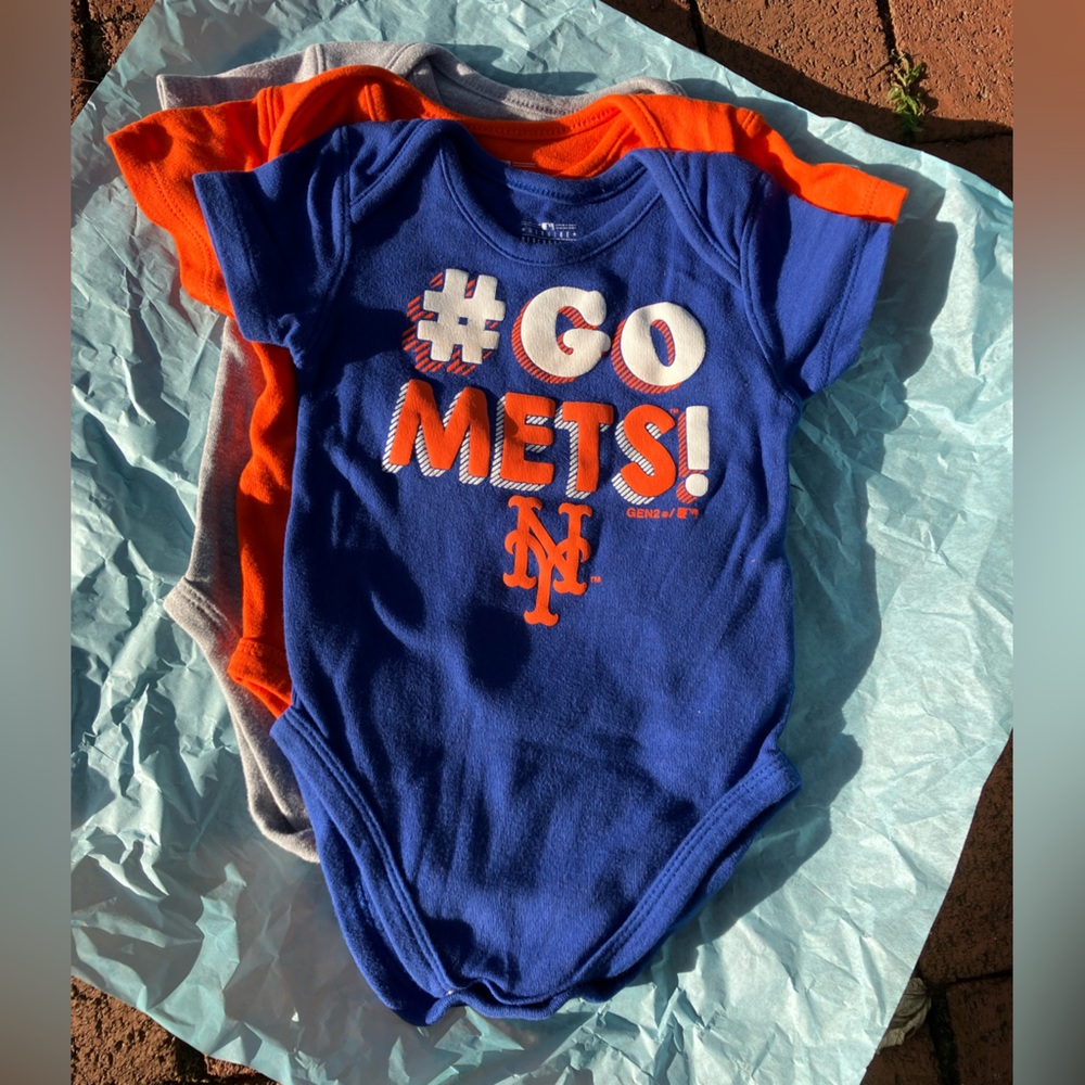 New York Mets Blue and Orange Baby Onesie - 3 Pack (New)